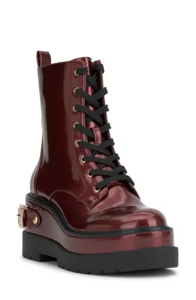 Jessica Simpson Imelda Lace-up Platform Moto Bootie In Oxblood