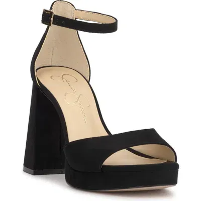 Jessica Simpson Kaliah Ankle Strap Platform Sandal In Black Suede