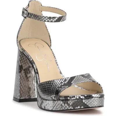 Jessica Simpson Kaliah Ankle Strap Platform Sandal In Chrome Snake