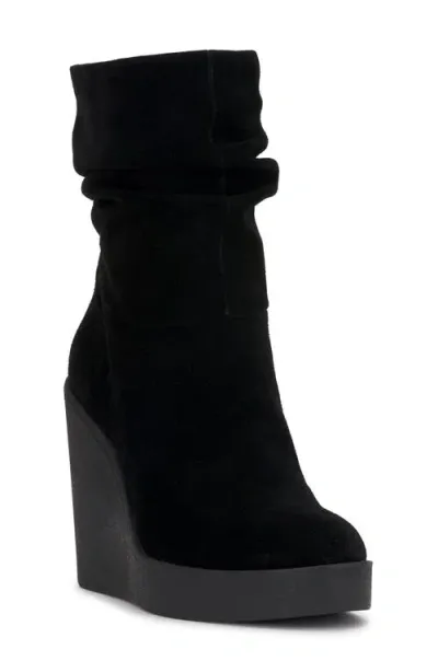 Jessica Simpson Mynette Slouch Platform Wedge Bootie In Black Suede