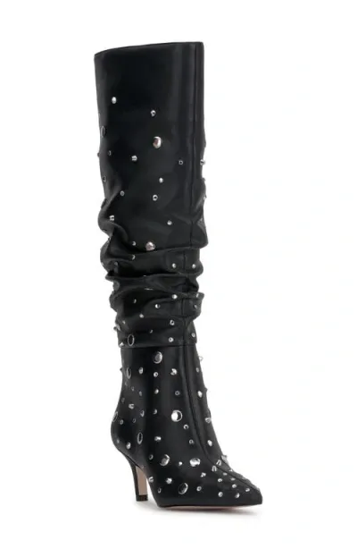 Jessica Simpson Naevy Slouch Pointed Toe Knee High Boot In Black Stud