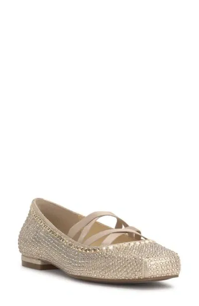 Jessica Simpson Otessa Mary Jane Flat In Champagne,gold Rhinestone