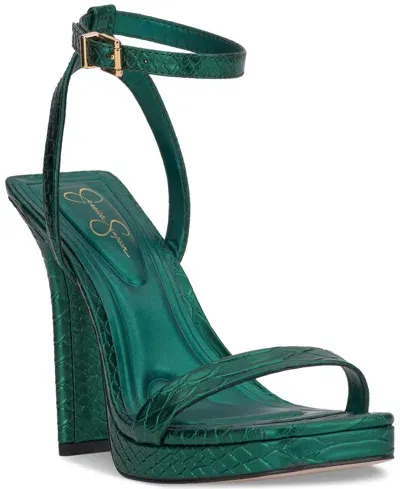 Jessica Simpson Women's Adonia Two-piece Platform Dress Sandals In Gem Green Reptile