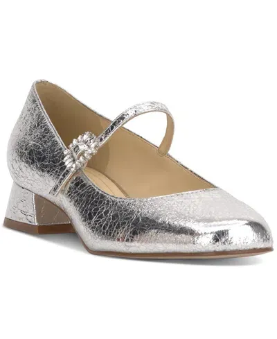 Jessica Simpson Women's Treen Block-heel Mary Jane Pumps In Silver Crinkle Metallic