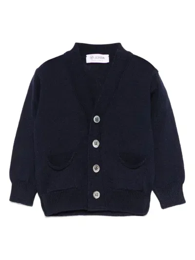 Jesurum Baby Babies' Merino Wool Cardigan In Blue