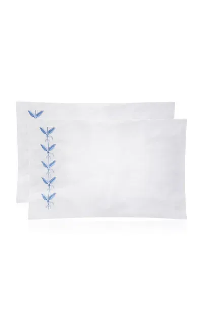 Jesurum Plumes Cotton-satin Standard American Pillowcase Set In Blue