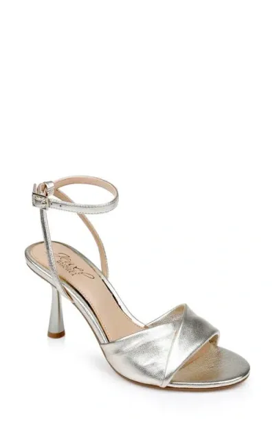 Jewel Badgley Mischka Kaia Ankle Strap Sandal In Gold Leather