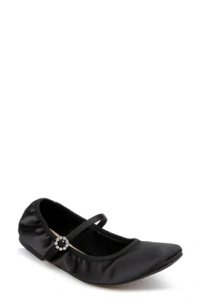 Jewel Badgley Mischka Kaya Mary Jane Flat In Black Satin