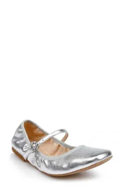 Jewel Badgley Mischka Kaya Mary Jane Flat In Silver Metallic