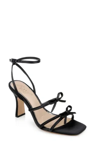 Jewel Badgley Mischka Kiyomi Ankle Strap Sandal In Black Satin