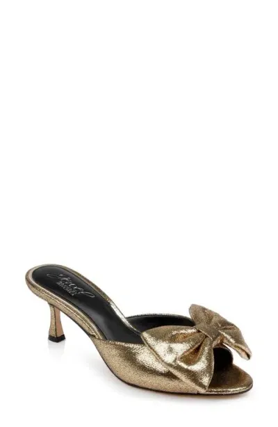 Jewel Badgley Mischka Kora Slide Sandal In Gold Metallic Fabric