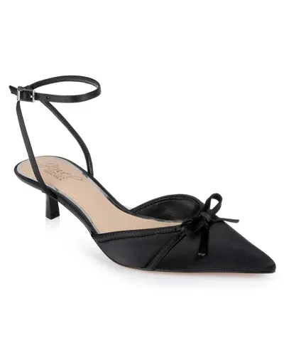 Jewel Badgley Mischka Women's Talasia Kitten Heel Pumps In Black Satin