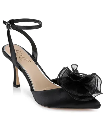 Jewel Badgley Mischka Women's Taylee Ankle Strap Flower Pumps In Black Satin