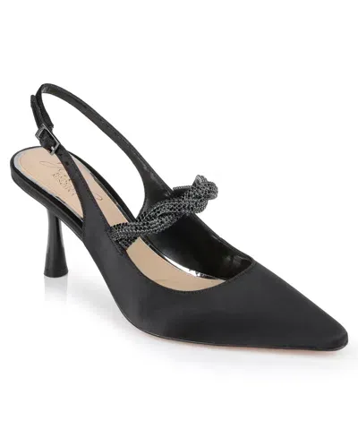 Jewel Badgley Mischka Women's Tierney Slingback Pumps In Black Satin