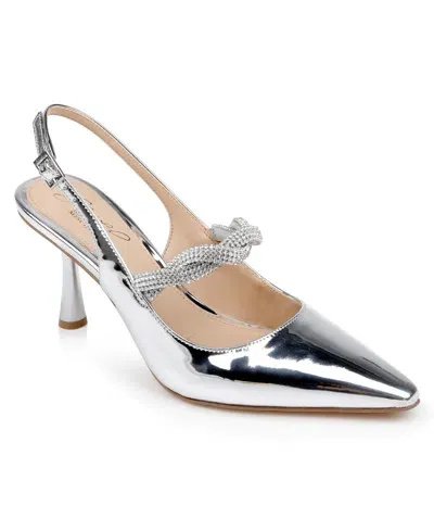 Jewel Badgley Mischka Women's Tierney Slingback Pumps In Silver Metallic