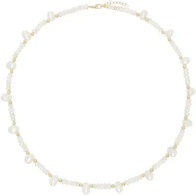 Jia Jia White Ocean Pearl Gold Bead Necklace