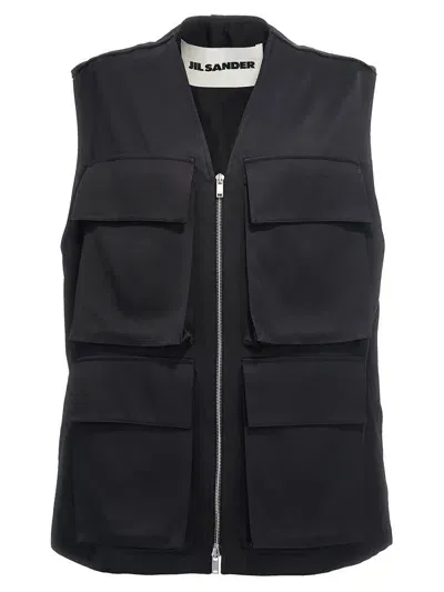 Jil Sander 14 Gilet Black In 黑色的