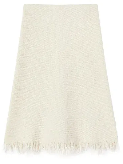 Jil Sander A-line Frayed-detail Skirt In White