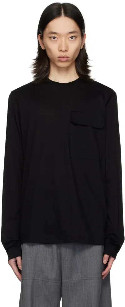 Jil Sander Black Flap Pocket Long Sleeve T-shirt In 001 Black