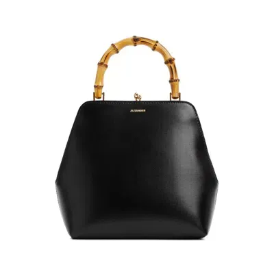 Jil Sander Black Goji Square Sm Bamboo Bag