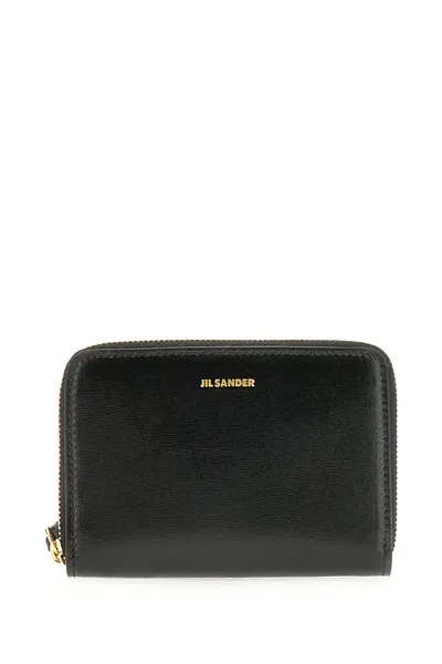 Jil Sander Black Leather Giro Wallet In 001