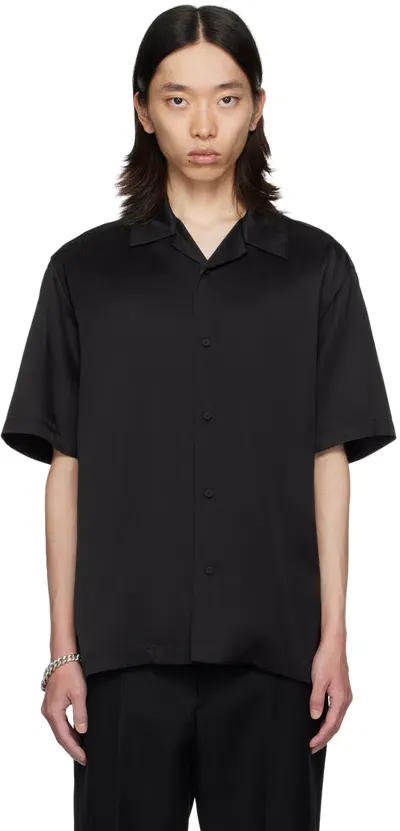 Jil Sander Black Open Spread Collar Shirt In 001 Black