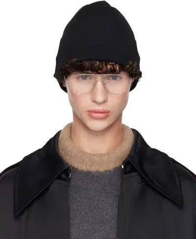 Jil Sander Black Ribbed Beanie In 001 Black