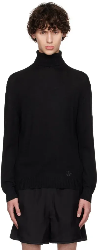 Jil Sander Black Roll Neck Turtleneck In 001 Black