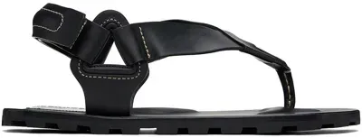 Jil Sander Black Strap Sandals In 001 Black