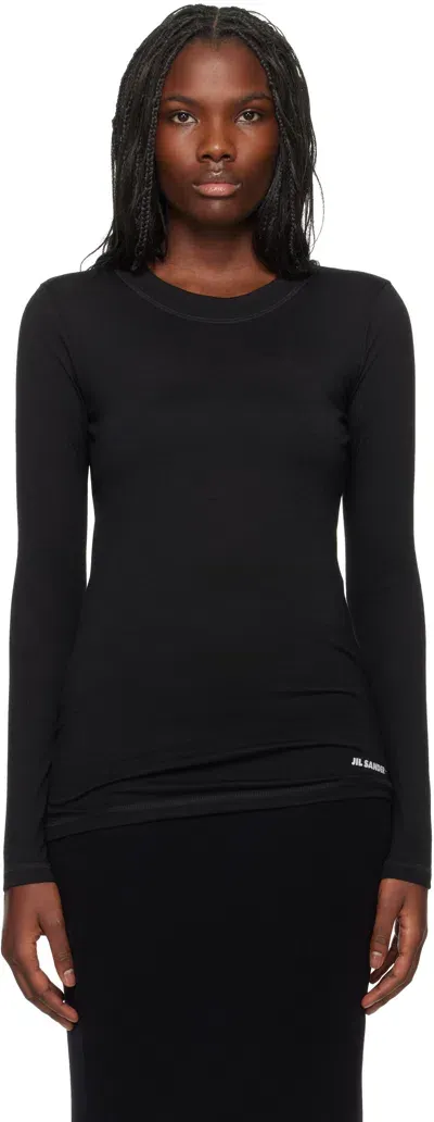 Jil Sander Black Virgin Wool Blend T-shirt In 001 Black