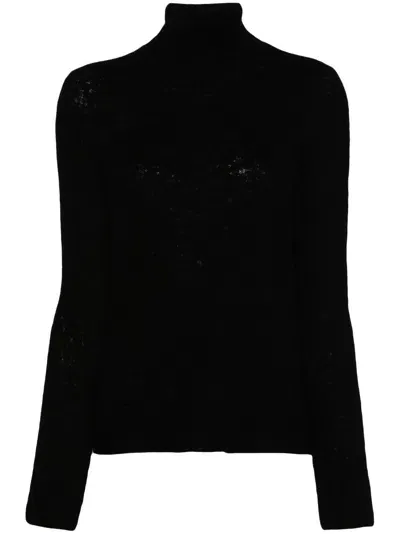 Jil Sander Boiled Wool Sweater In 001 - Black