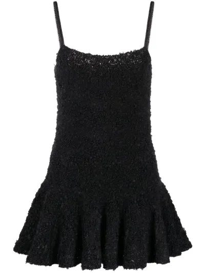 Jil Sander Bouclé Knitted Minidress In Black