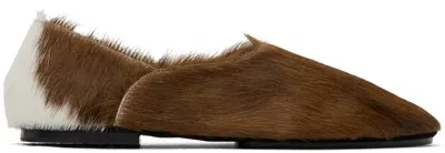 Jil Sander Brown & White Cow Pony Leather Loafers In 192 Jupiter