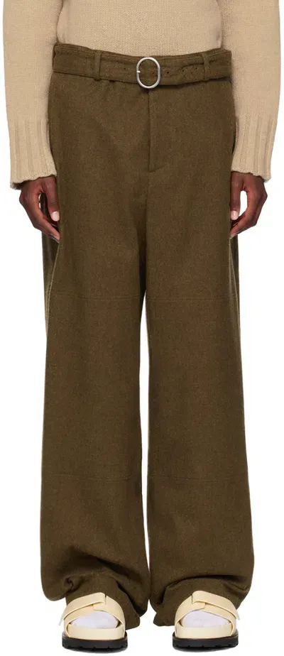 Jil Sander Brown Belted Trousers In 923 *