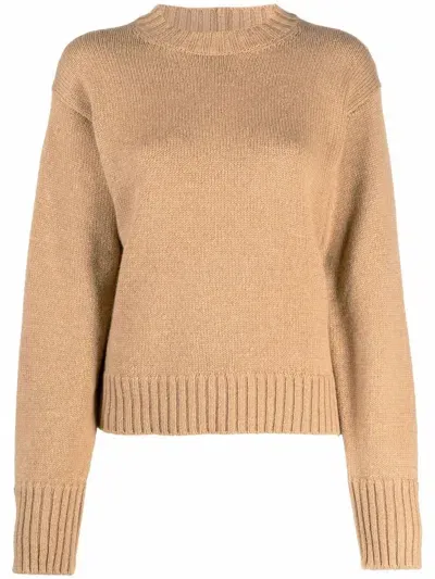 Jil Sander Cashmere-blend Knitted Jumper In Braun