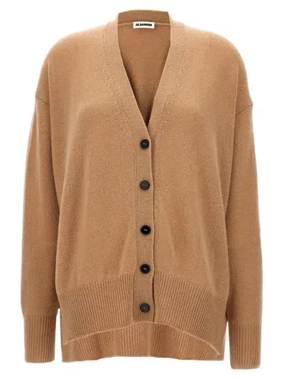 Jil Sander Cashmere Cardigan In 浅褐色的