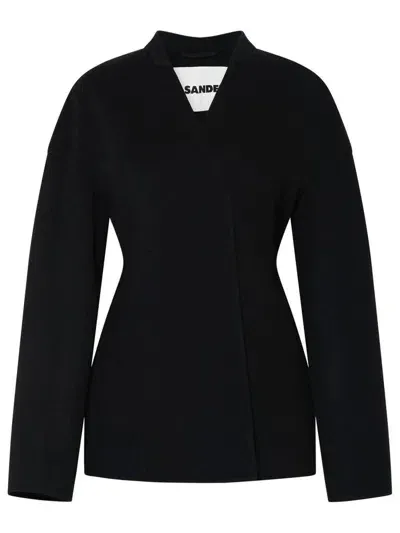 Jil Sander Double-breasted Wool Coat In Black