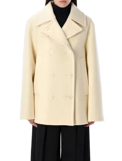 Jil Sander Double-breasted Coat In Beige