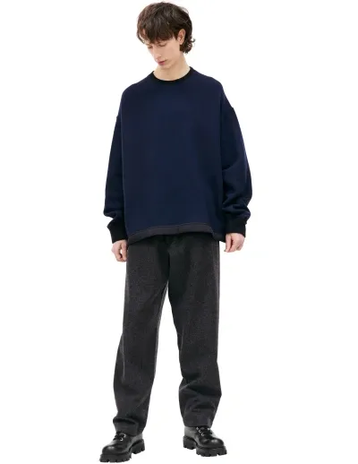 Jil Sander Combo Sweatshirt With Slits In Navy Blue