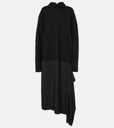 Jil Sander Convertible Wool Midi Dress In Black