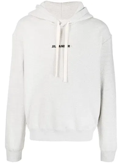 Jil Sander Cotton Sweatshirt With Logo Print In White