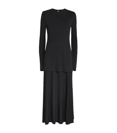 Jil Sander Crepe Midi Dress In Black