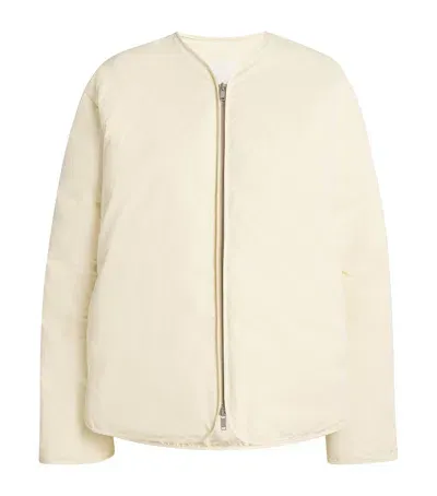 Jil Sander Down Collarless Padded Jacket In Beige