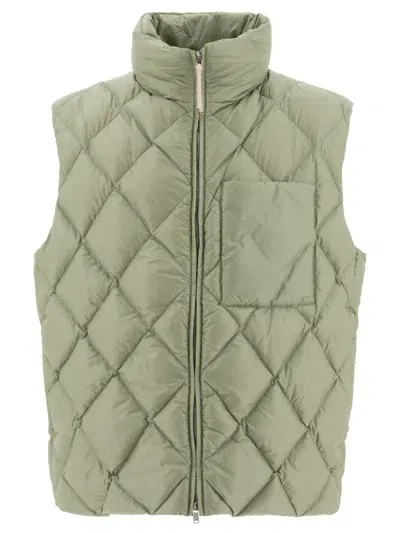 Jil Sander Down Vest With Pocket In Green