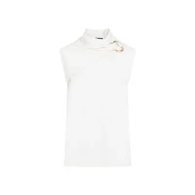 Jil Sander Draped Knitted Tank Top In White