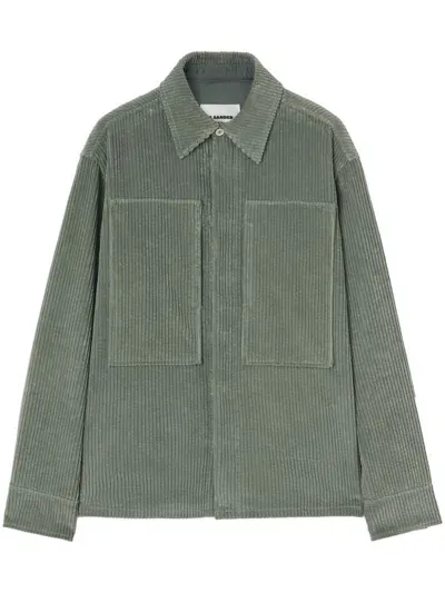 Jil Sander Drop-shoulder Corduroy Shirt In Grey