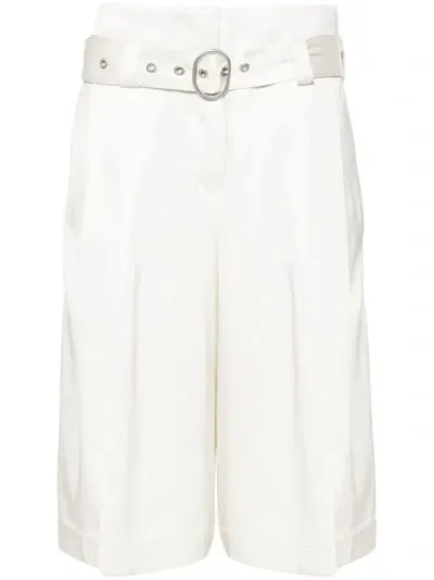 Jil Sander High-waist Satin Shorts In White