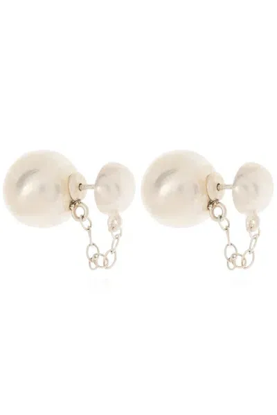 Jil Sander Embellished Earrings In Silver