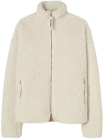 Jil Sander Faux-shearling Zipped Cardigan In Neutrals