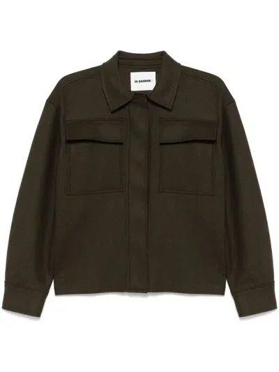 Jil Sander Felted Jacket In Green